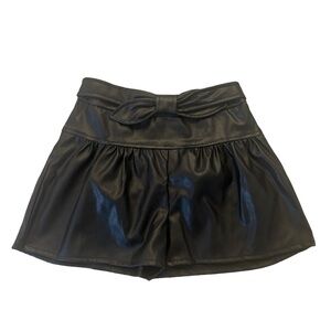Black Faux Leather Girls Shorts